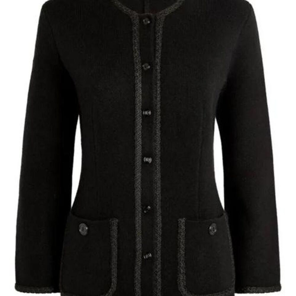 Maje Locknit black wool-blend cardigan jacket, size 1